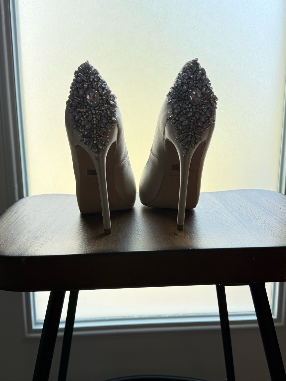 Badgley Mischka Ivory Crystal-Embellished Stiletto Heels